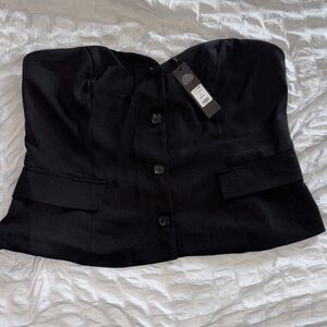Fashion Nova Black Strapless Buttoned Corset
